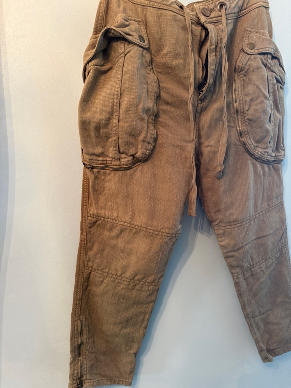 Unisex Drawstring Cargo Pants in Military Brown/Green - Picture 3 of 7